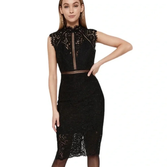 Bardot Lace Panel Midi Dress In Black Size XS NWT - Picture 15 of 15